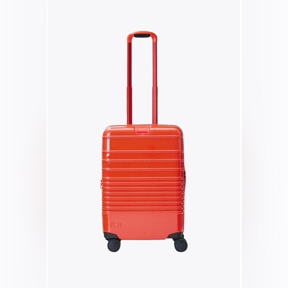 BEIS Handbags - LIMITED EDITION Béis Carry-on Roller in Glossy Flame with luggage cover